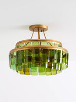 Load image into Gallery viewer, Verdura Glass Semi-Flush Mount - Elegant Green Glass Ceiling Fixture
