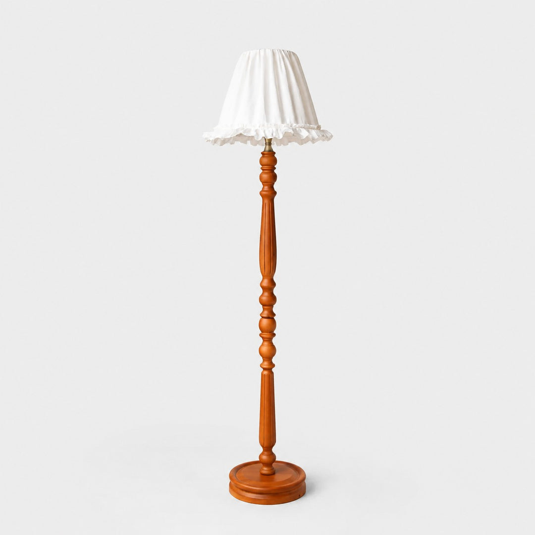 Vintage Solid Wood Floor Lamp with Optional Side Table