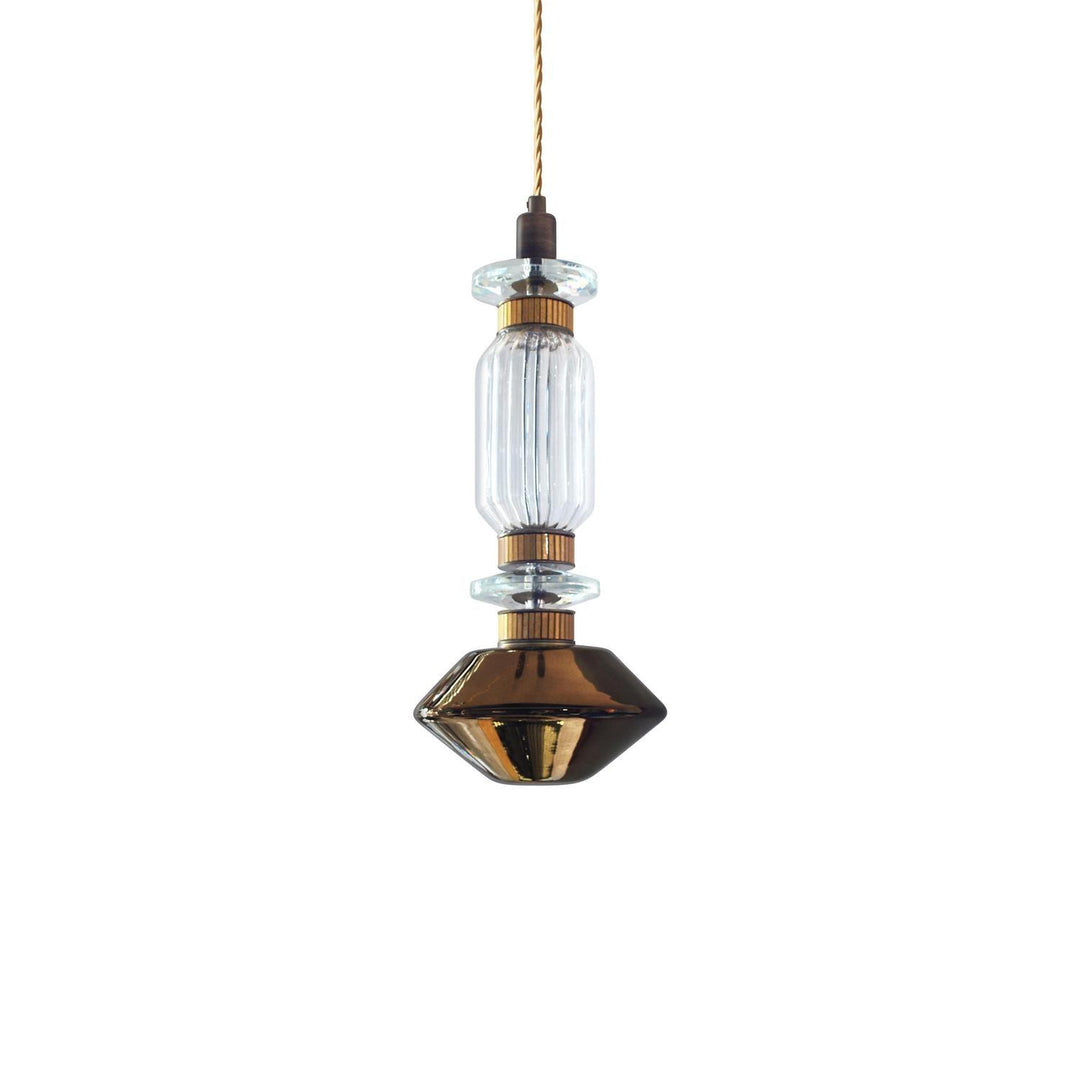 Suspension contemporaine - Fer, métal, verre, or, marron, résistante à l'humidité