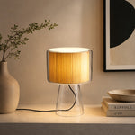 Load image into Gallery viewer, Natural Glass Table Lamp With Fabric Shade