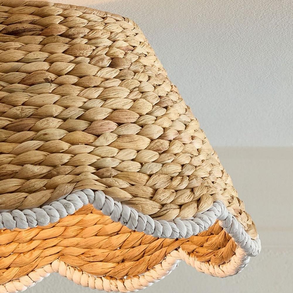 Ruvest Bauernhaus-Deckenleuchte zum Einbau - Muschelförmiges Rattan für warme Innenräume