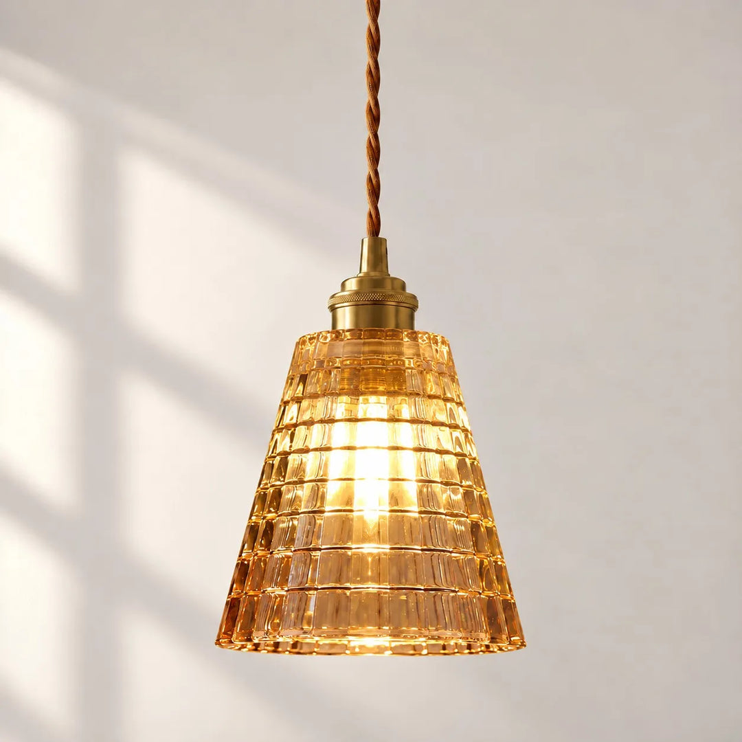 Nordic Brass Colored Glass Pendant Lamp
