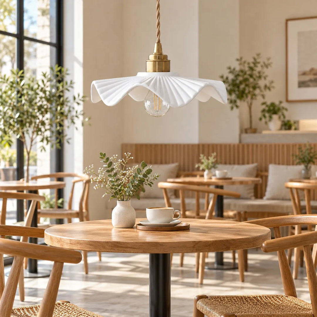 Vintage Ceramic Wave Pendant Lamp
