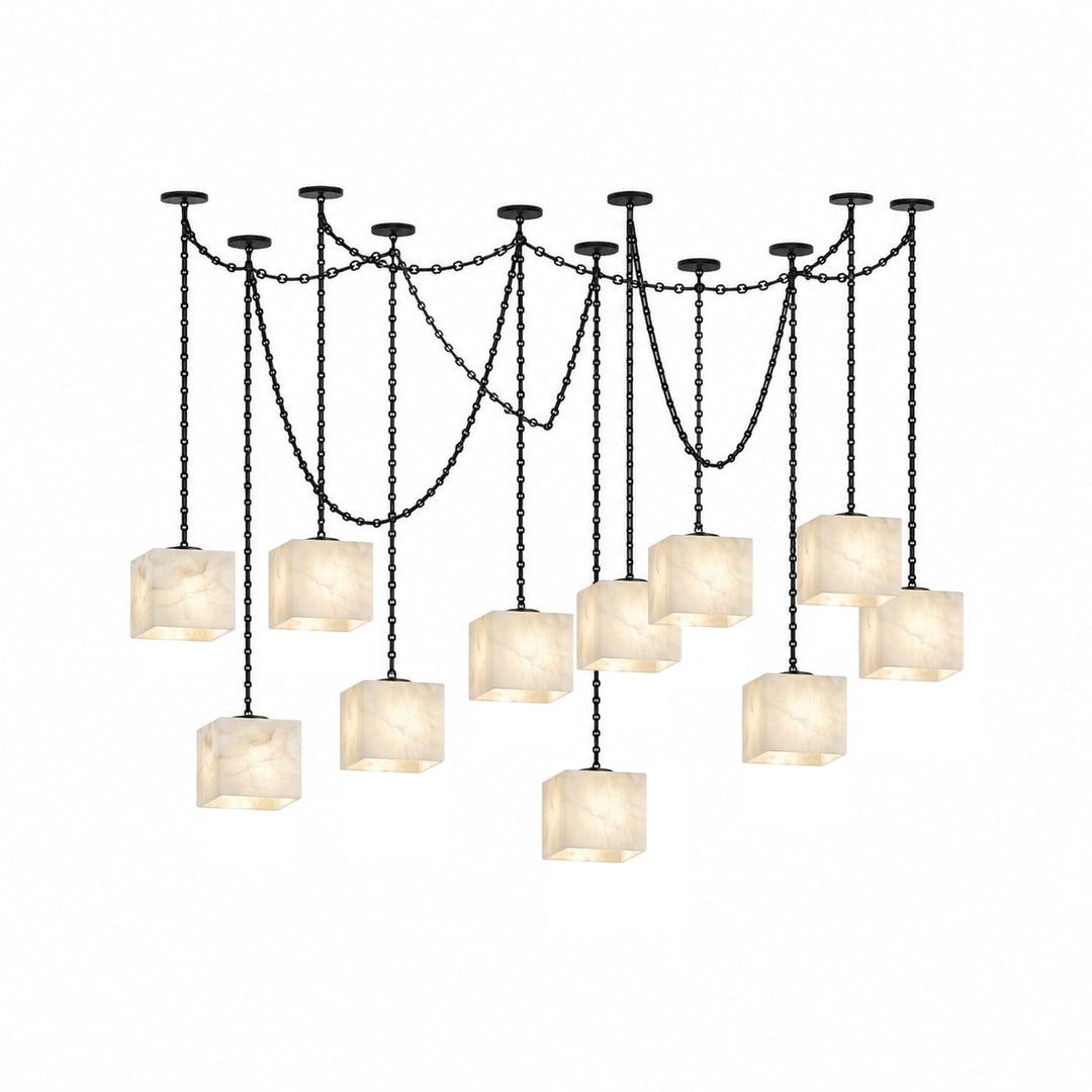 Frosted Alabaster Multi-Light Hardwired Chandelier