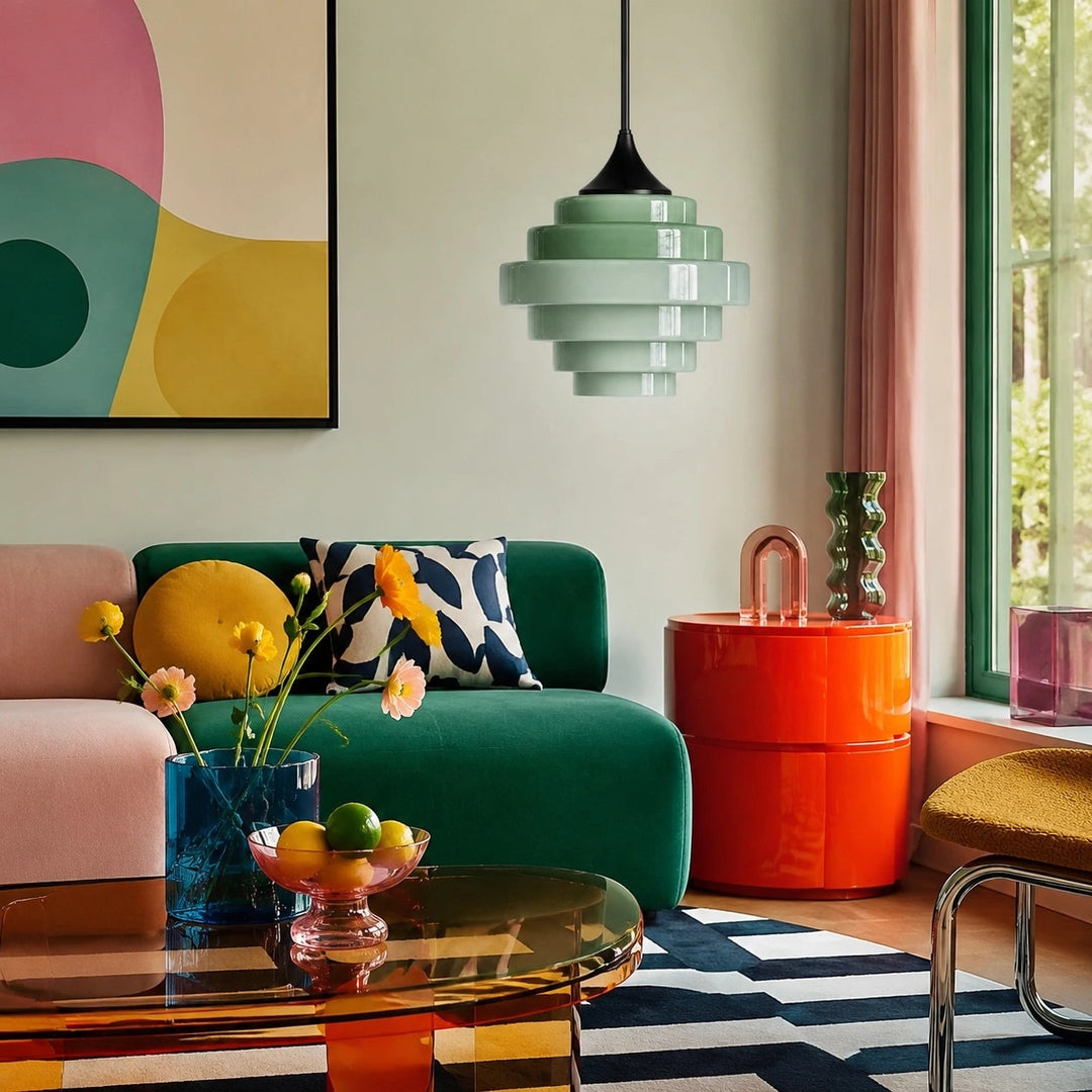 Sanenos Gradient Glass Pendant Light – Retro Geometric Design