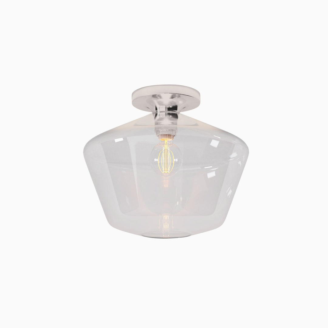 Merin Minimalist Sleek Geometric Glass Flushmount Light