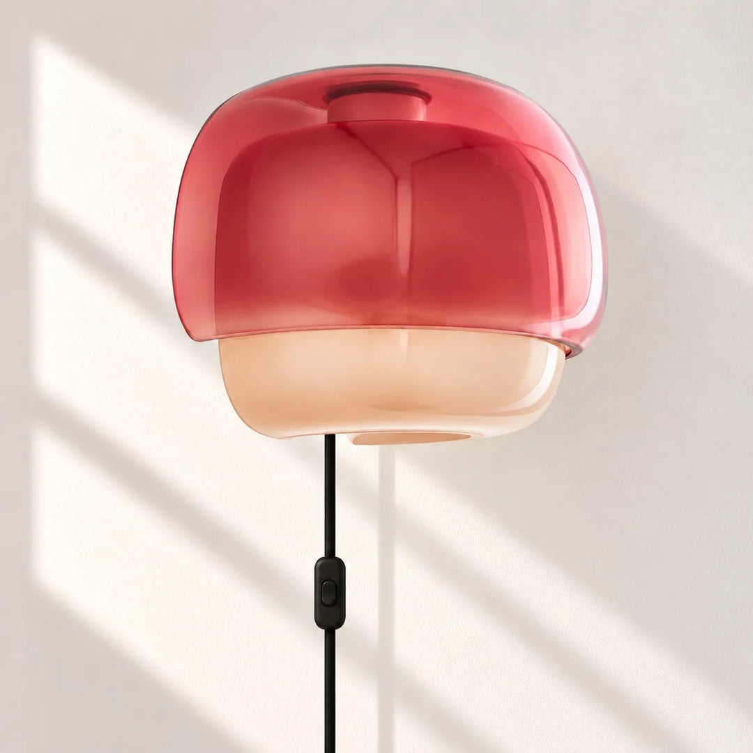Clinco Flower-Shaped Resin Plug-In Wall Lamp with Glass Diffuser for Bedroom Vanity and Reading Nook