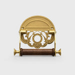 Load image into Gallery viewer, Antique brass toilet paper holder front view