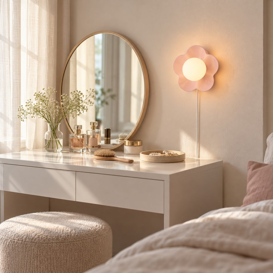 Flower-Shaped Resin Plug-In Wall Lamp
