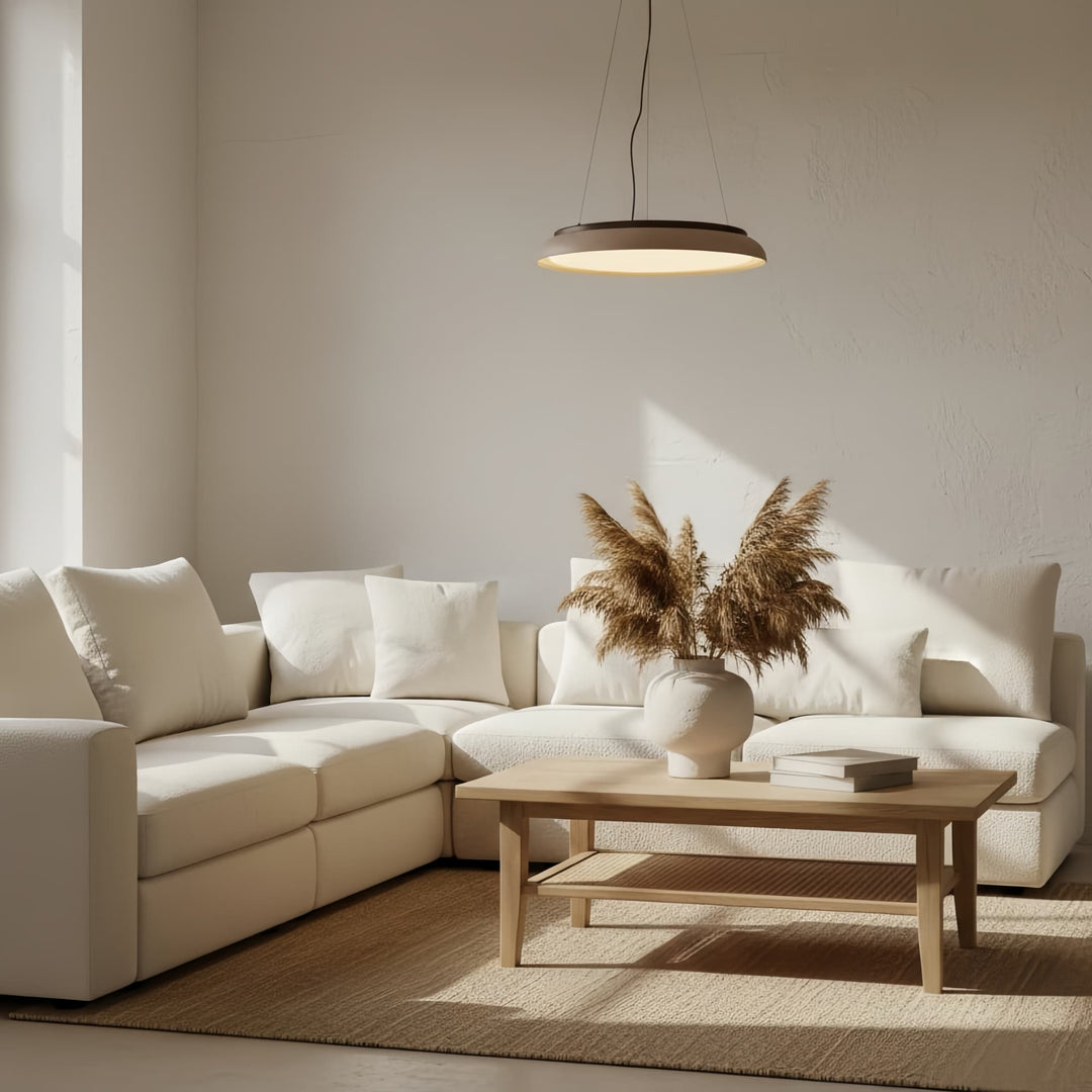 Suspension anneau en travertin Torvella - Lampe sculpturale minimaliste pour intérieurs modernes