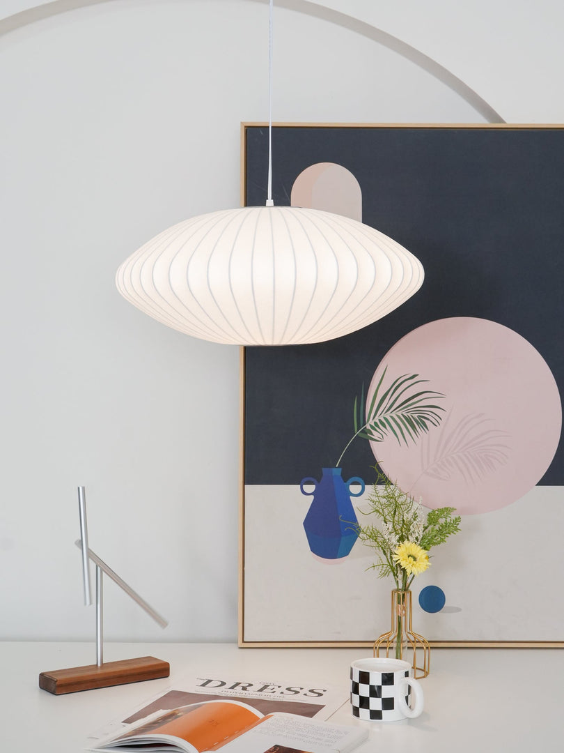 White Geometric Wire Swag Pendant Light