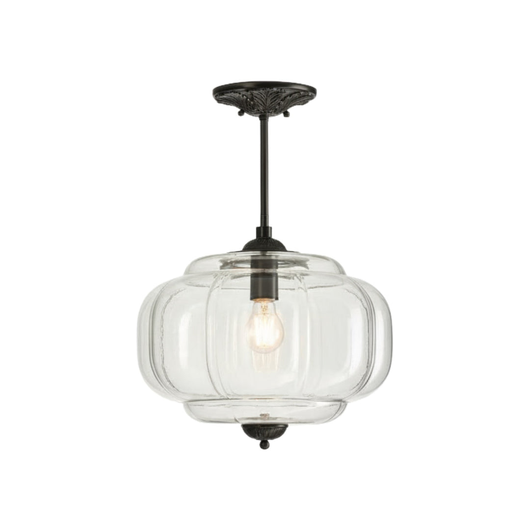 Lámpara colgante Eloise de vidrio lechoso festoneado de inspiración vintage: lámpara de acento moderna para cocina y dormitorio.