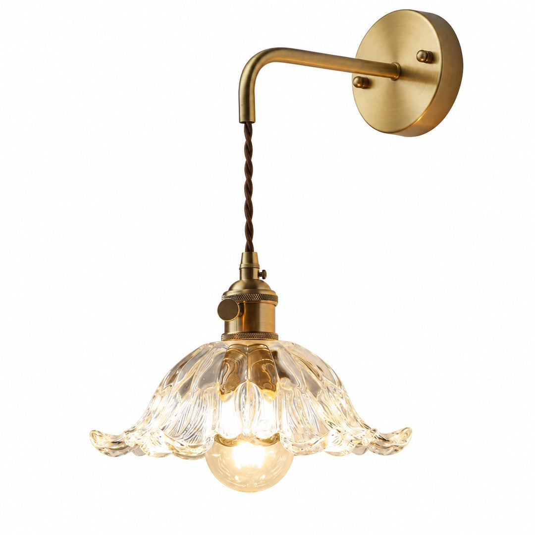 Small Clear Striped-Flower Cord Wall Lamp