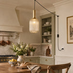 Charger l'image dans la visionneuse de galerie, Retro ribbed glass plug-in pendant light in a home interior