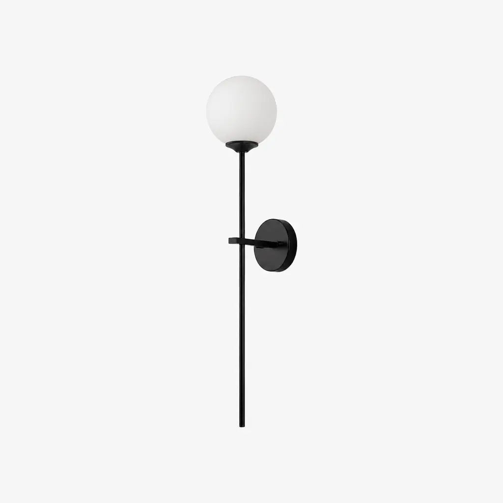 Black long wall sconce with milk glass shade
