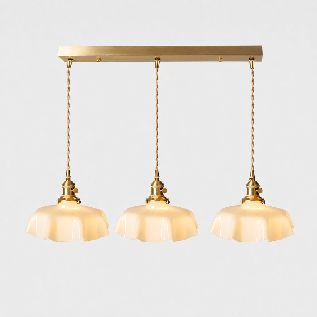Vintage scalloped opaline glass pendant light view 7