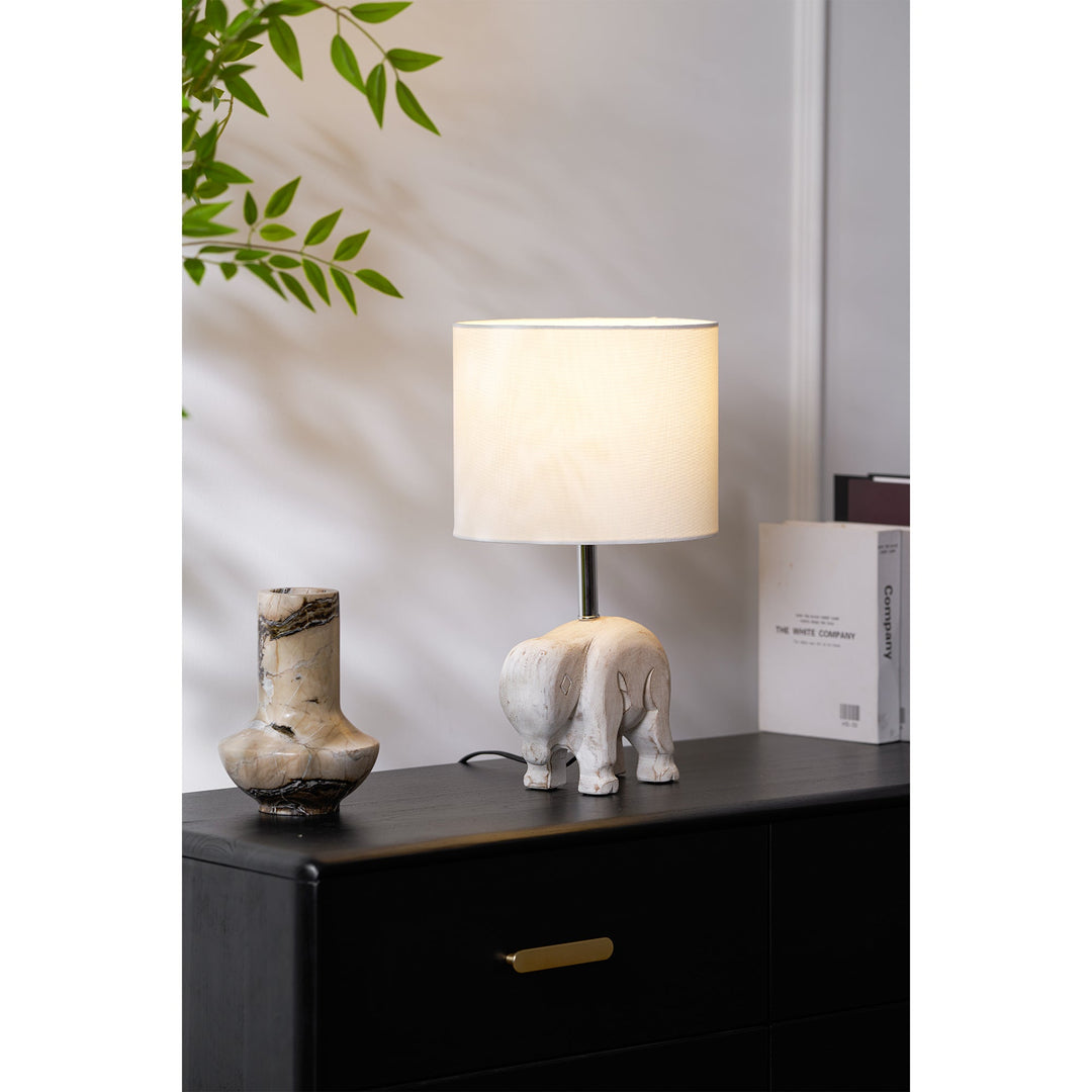 Lámpara de Mesa de Madera Tallada con Animal