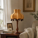 Bild in Gallery-Viewer laden, Vintage fabric table lamp beside a reading chair and window