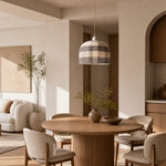 Bild in Gallery-Viewer laden, Patchwork cotton pendant light above a round dining table