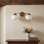 Bild in der Galerieansicht laden, Opalume Glass Art Deco Vanity Light - Bathroom Wall Sconce with White Glass Shades
