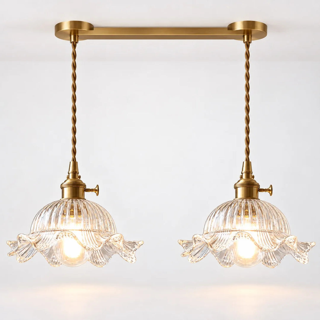 Vintage Wavy-Edge Glass Pendant Lamp