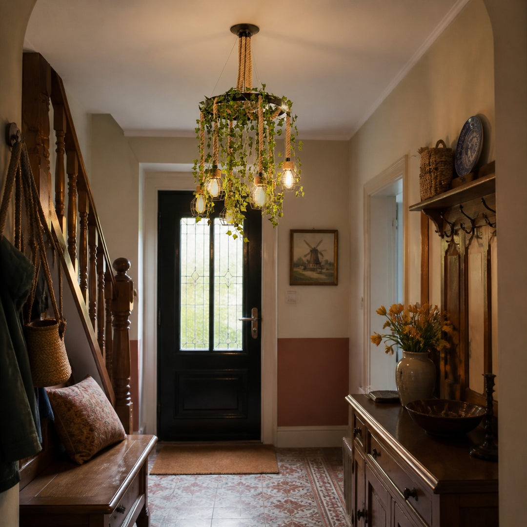 Rope-Wrapped Industrial Ring Chandelier