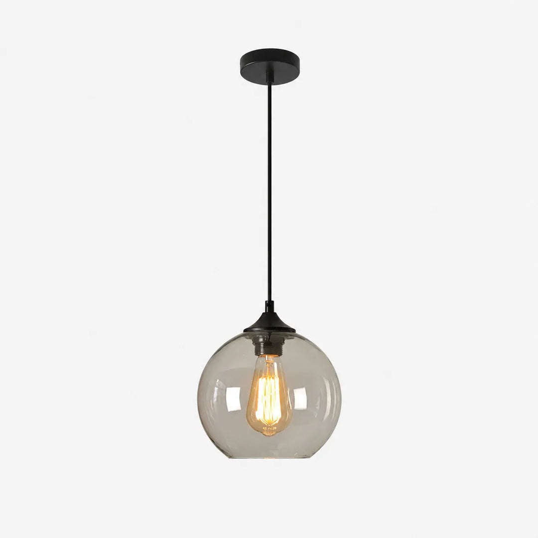 Smoky Gray Glass Globe Pendant Light