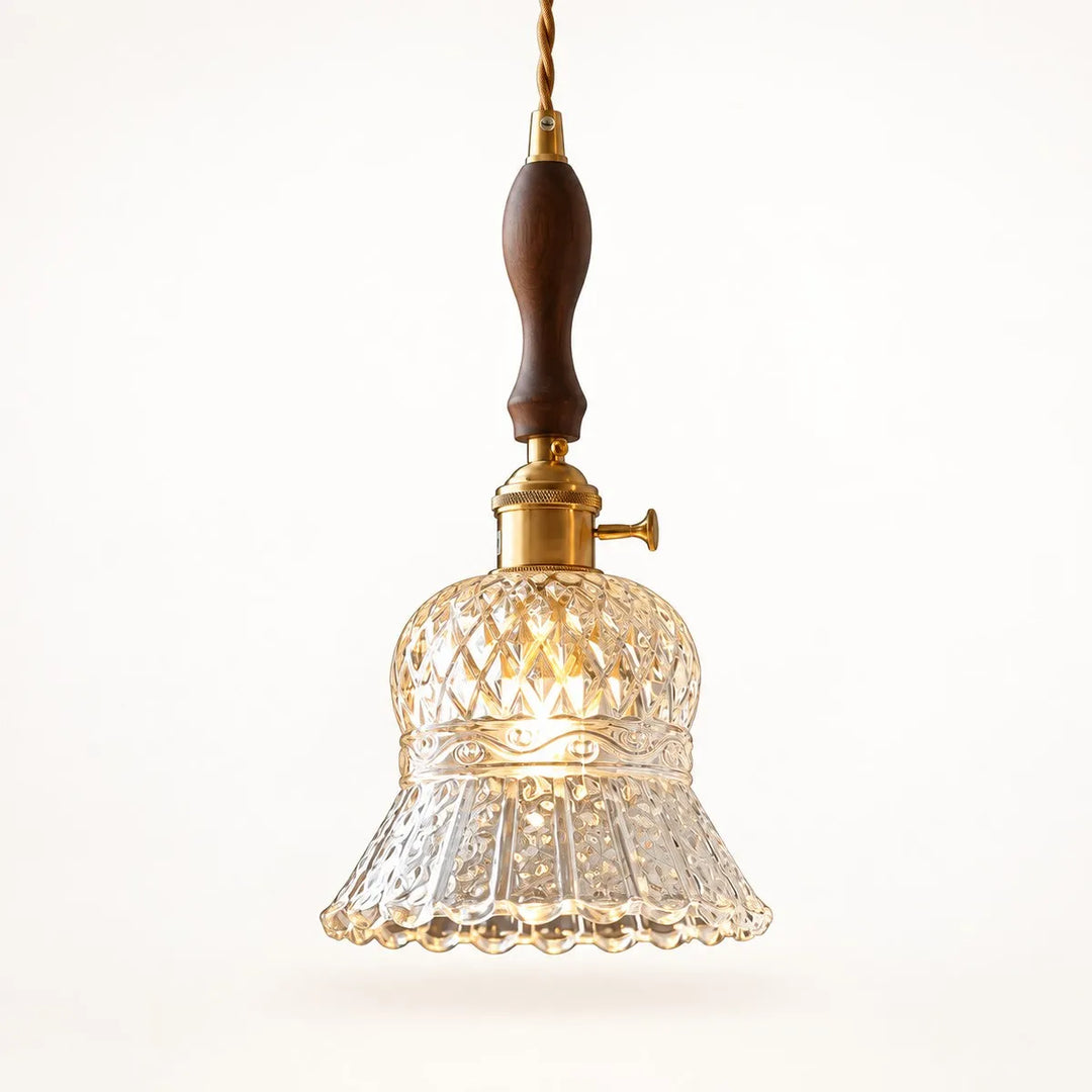 Vintage Brass Pineapple Glass Pendant Lamp