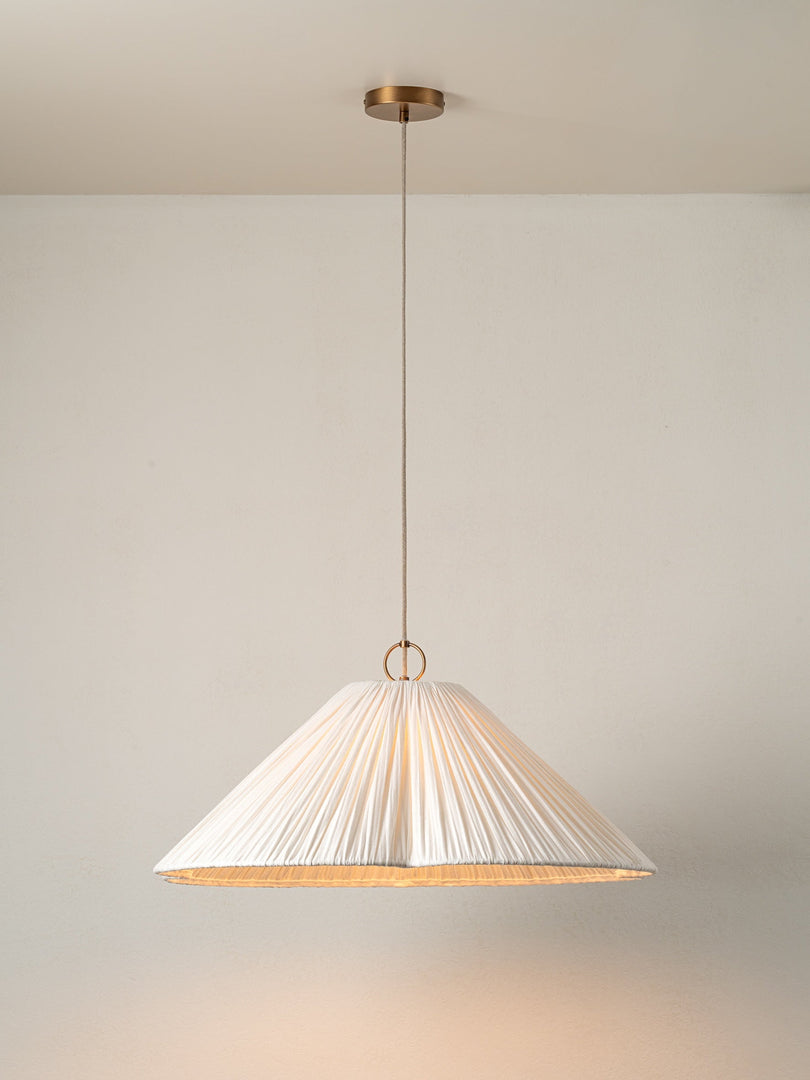 Luminella Soft Pleated Scalloped Fabric Pendant – Modern Sculptural Ceiling Light for Living Room