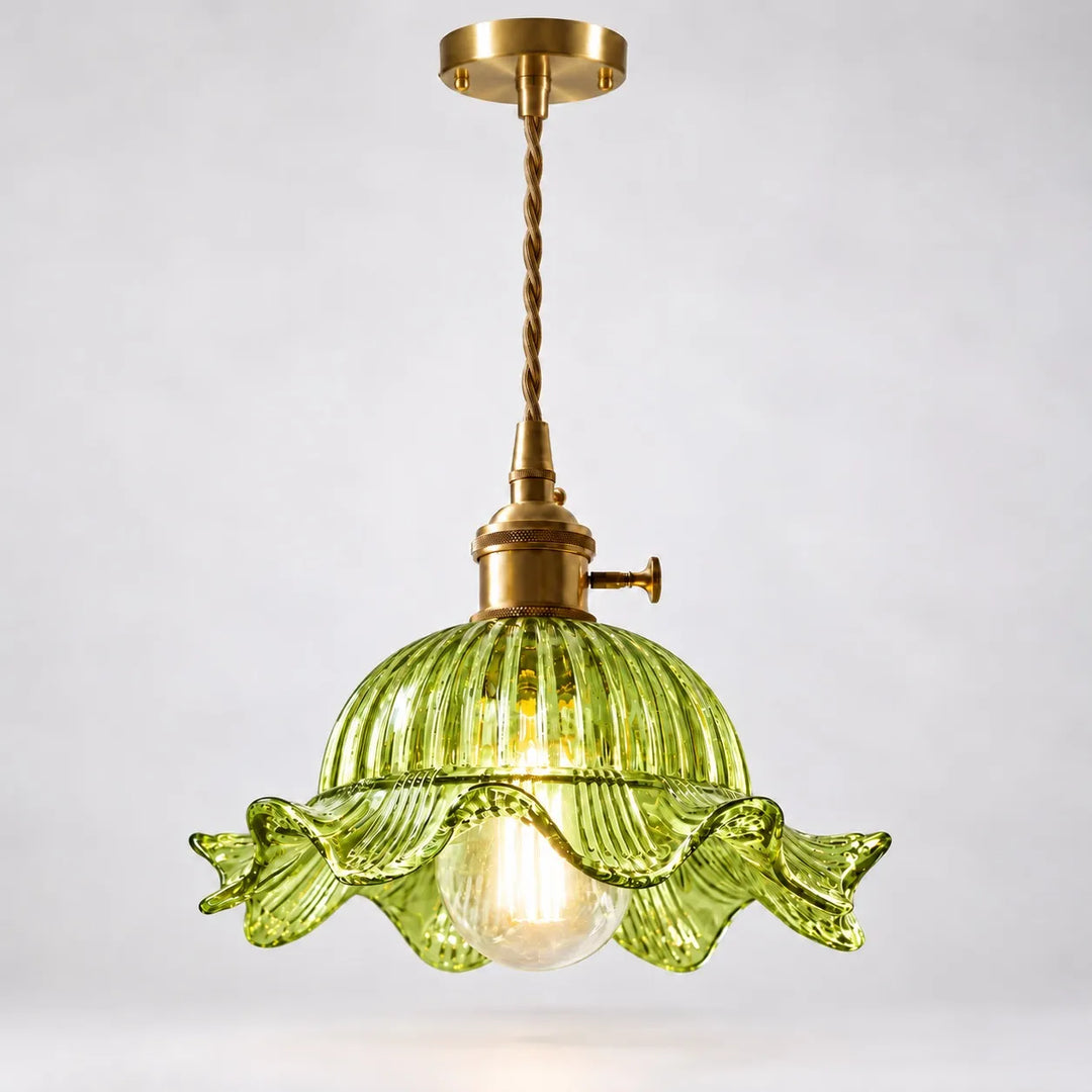 Vintage Wavy-Edge Glass Pendant Lamp