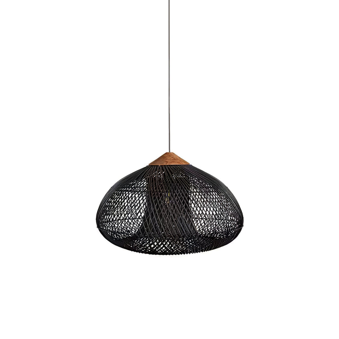 Woven Rattan Wood Plug-In Pendant Light