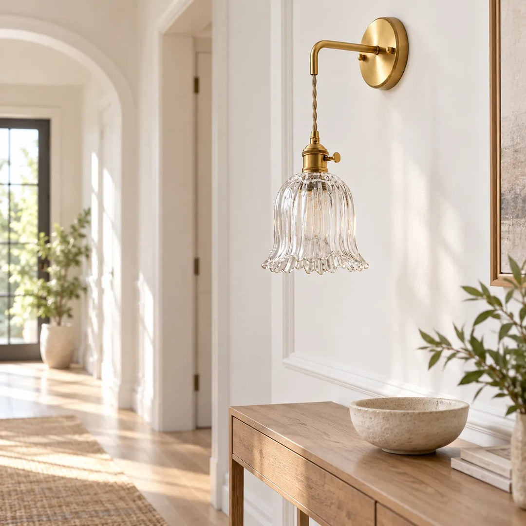 Japanese Ruffle Glass Wall Lamp