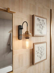 Applique murale moderne en laiton nervuré et verre - Éclairage de vanité pour miroirs de salle de bain