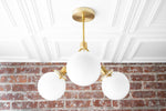 Load image into Gallery viewer, Glorica Glass Opal Globe Semi-Flush Ceiling Light – Modern Mid-Century Dining Room Fixture
