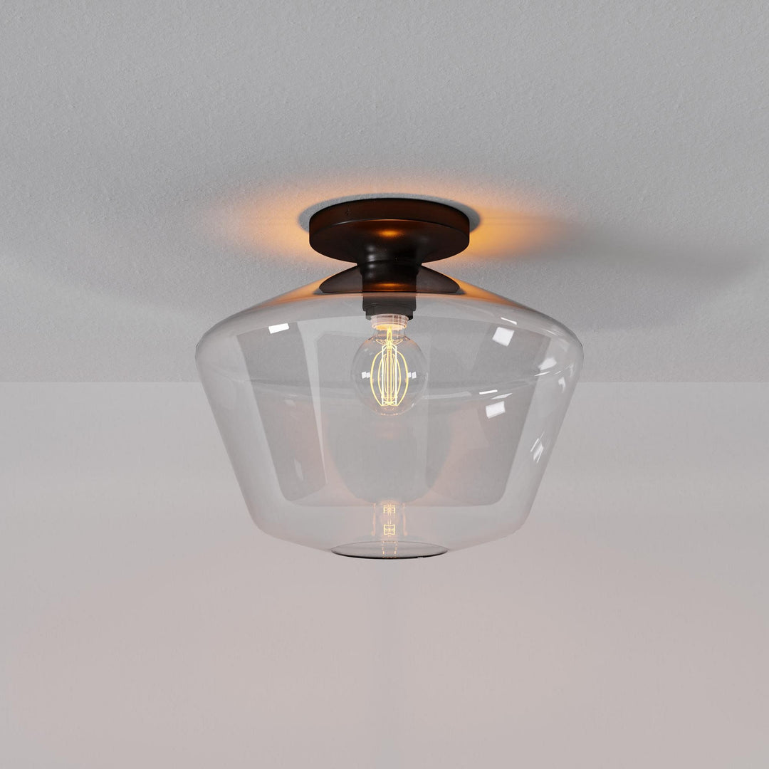 Merin Minimalist Sleek Geometric Glass Flushmount Light