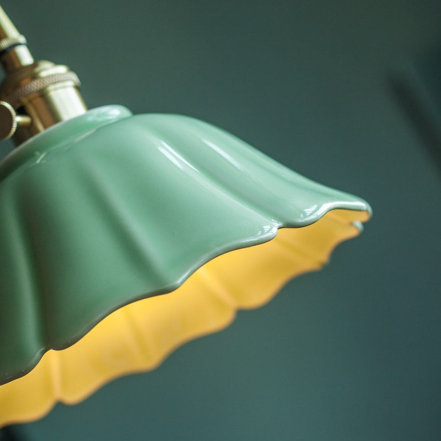 Lámpara colgante vintage de cerámica celadón con forma de loto