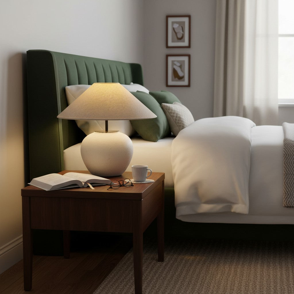 Lampe de table en céramique Ceravine Curvaceous - Style Japandi pour tables de chevet de chambre