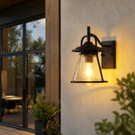 Bild in Gallery-Viewer laden, Black Glass Outdoor Wall Lantern Sconce