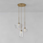 Load image into Gallery viewer, Merin Mixed Sculpture Glass and Metal Triple Chandelier
