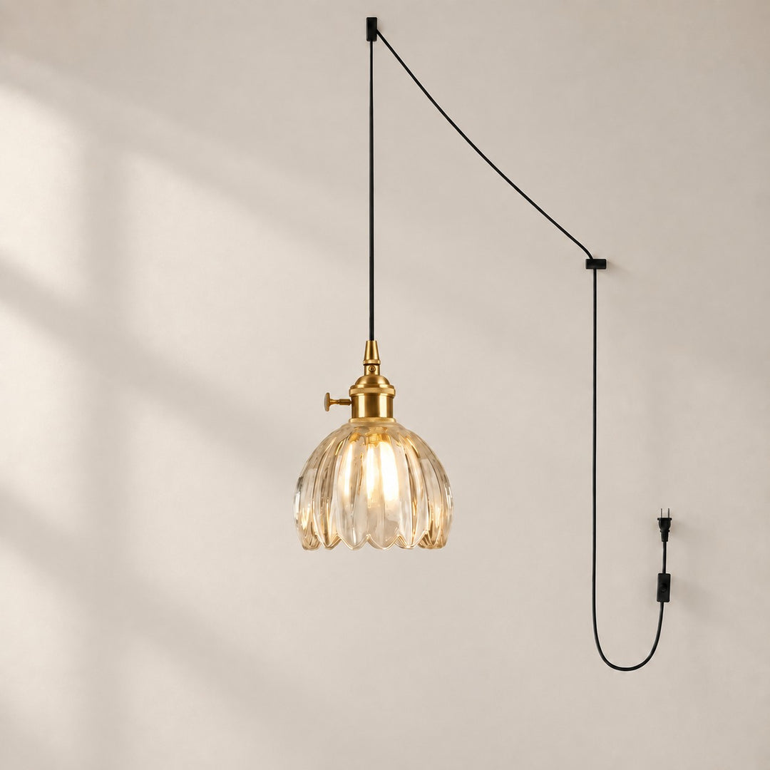 Vintage Blossom Glass Plug-In Pendant Light