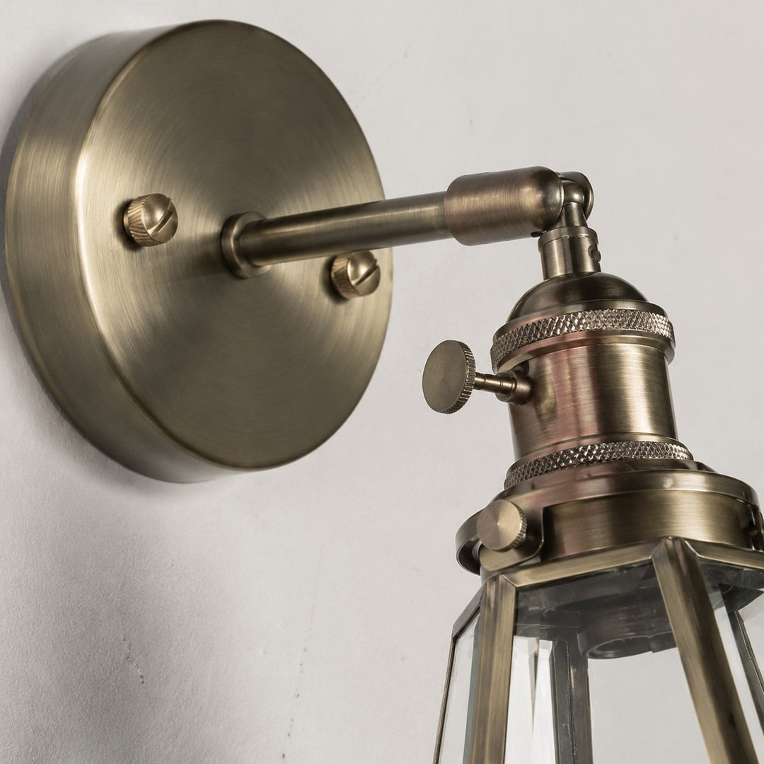 Vintage Brass Glass Wall Sconce