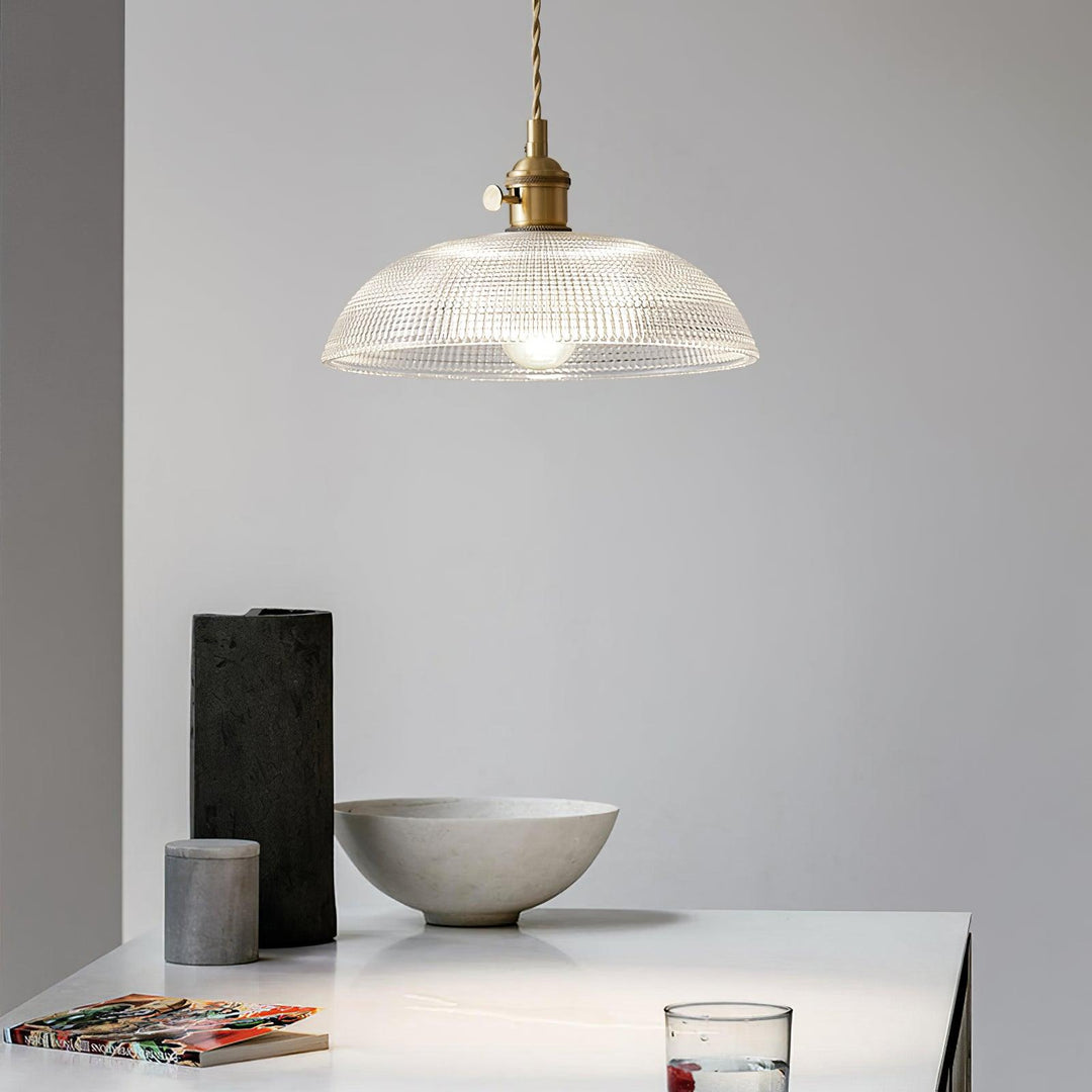 Polished Brass Domed Glass Plug-In Pendant
