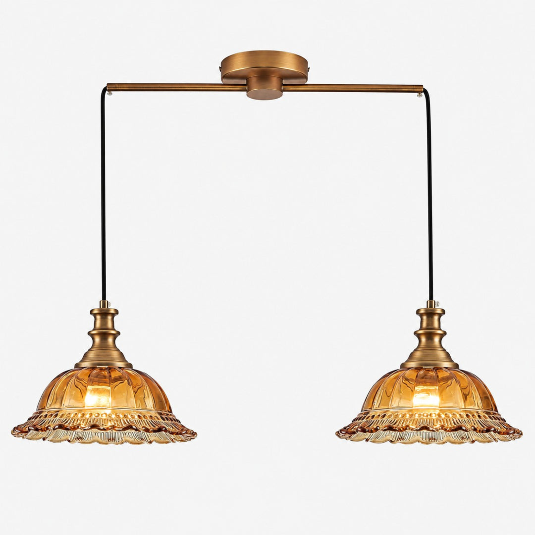 Vintage Fluted Glass Pendant Light for Kitchen & Dining