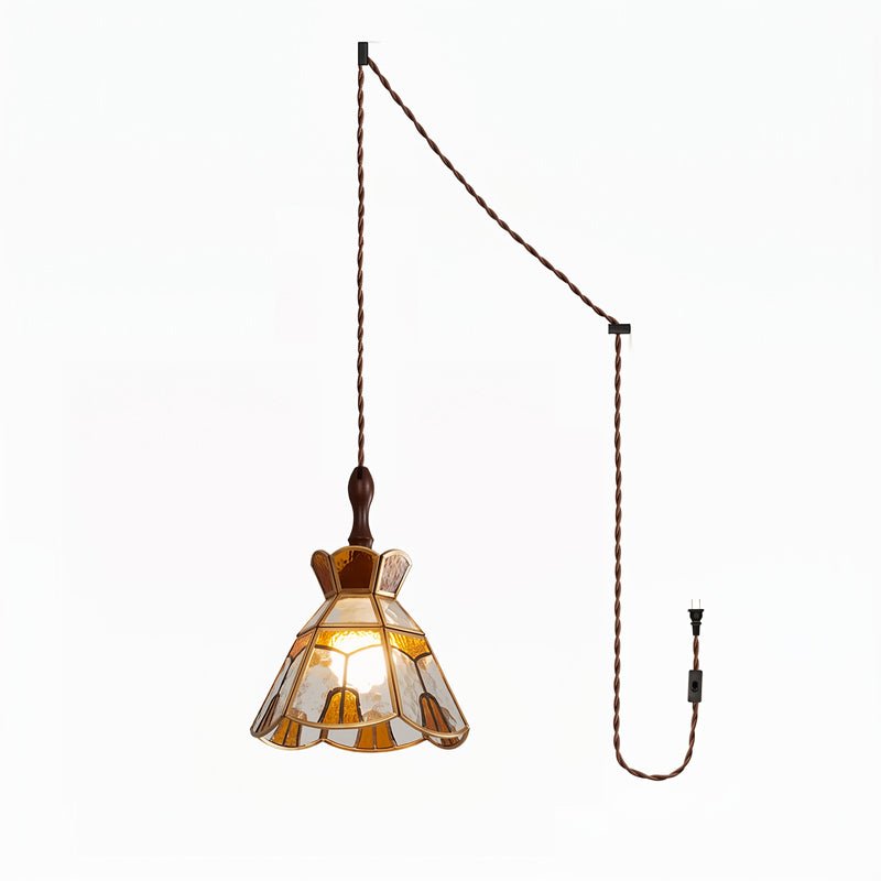 Colorful Decorative Glass Plug-In Swag Pendant