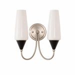 Load image into Gallery viewer, French Vintage Opal Glass Wall Sconce - Double Head / Brushed Nickel Tone