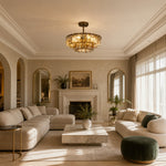 Cargar imagen en el visor de la Galería, French vintage ripple glass chandelier with smoked glass