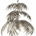 Cargar imagen en el visor de la Galería, Three layer silver palm leaf chandelier on a white background