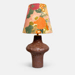 Cargar imagen en el visor de la Galería, Vintage ceramic table lamp with orange floral fabric shade