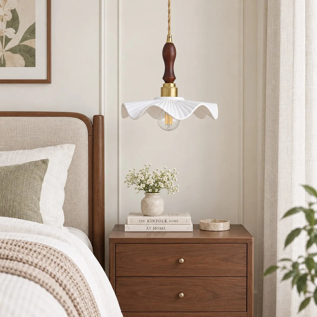 Vintage Ceramic Wave Pendant Lamp