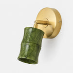 Cargar imagen en el visor de la Galería, Green jade adjustable wall sconce in brushed brass-tone finish